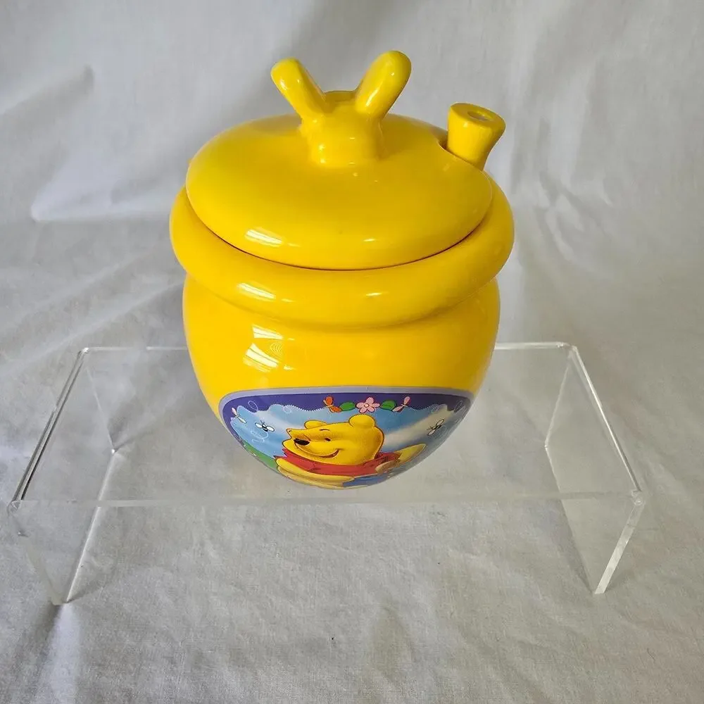Disney Winnie the Pooh Honey Pot Jar w/ Lid & Honey Dipper Houston Harvest